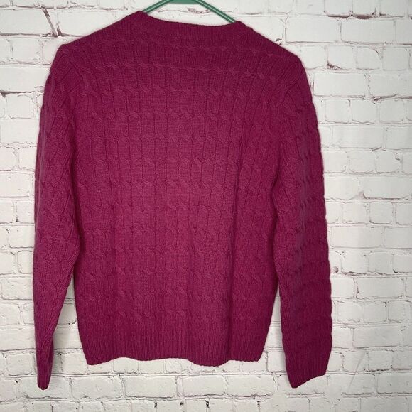 Appleseed's Women's Raspberry 100% Wool Button Front Cable Knit Cardigan Size PM - Picture 3 of 9
